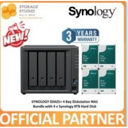 SYNOLOGY 4-Bay Diskstation DS425+ Bundle with SYNOLOGY HAT3300 HDD 4 x  8TB